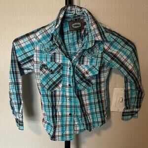 Plaid Kids Shirt - Blue and White